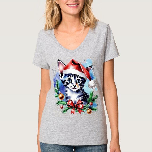 T-shirt Chien de Noël mignon (Devant)