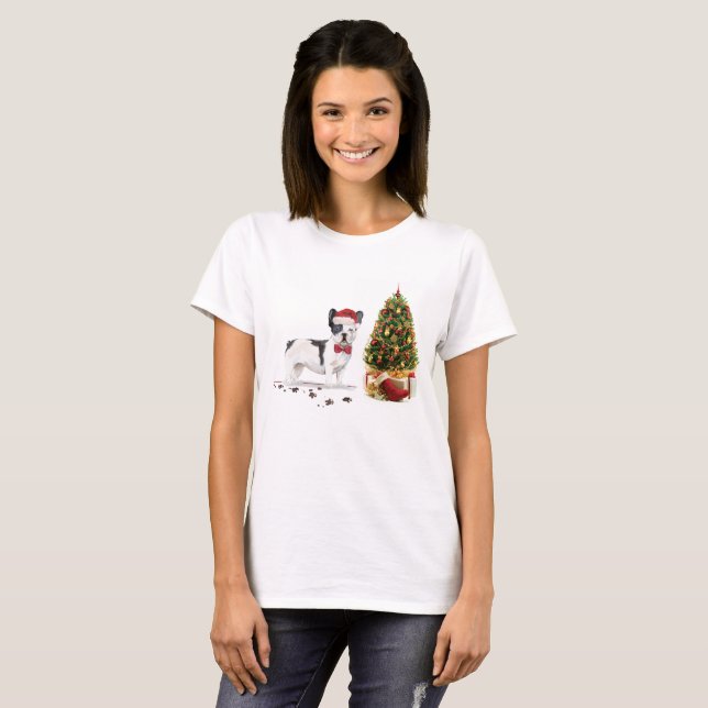 T-shirt Chien de Noël Noir et Blanc (Devant entier)