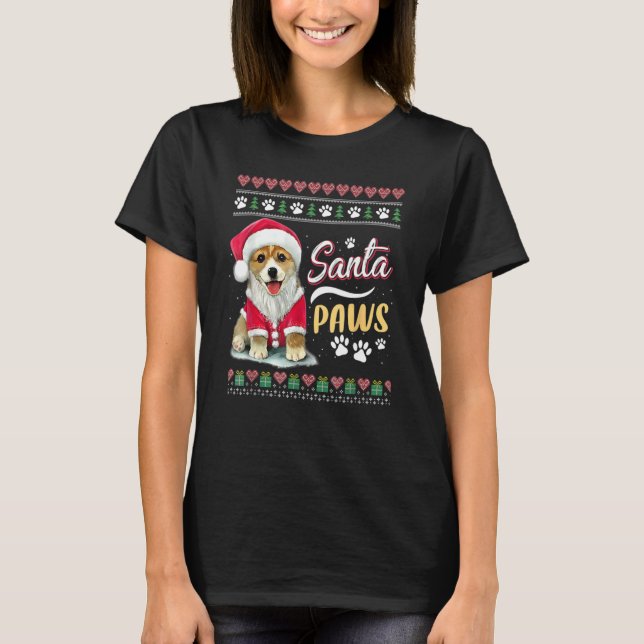 T-shirt Chien de Noël père Noël Paws - Joyeux Noël Funny X (Devant)