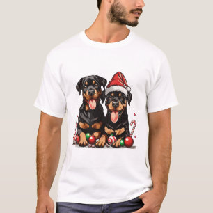 T-shirt Chien de Noël Rottweiler Père Noël