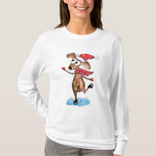 T-shirt Chien de Noël Whimsical sur patins à glace
