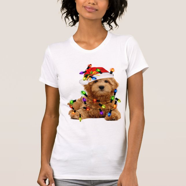 T-shirt Chien de Père Noël Goldendoodle (Devant)