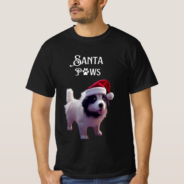 T-shirt Chien de Père Noël Paws de Noël (Devant)