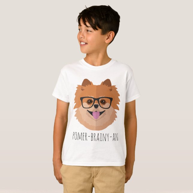T-shirt Chien de Pomeranian en verres nerd | (Devant entier)