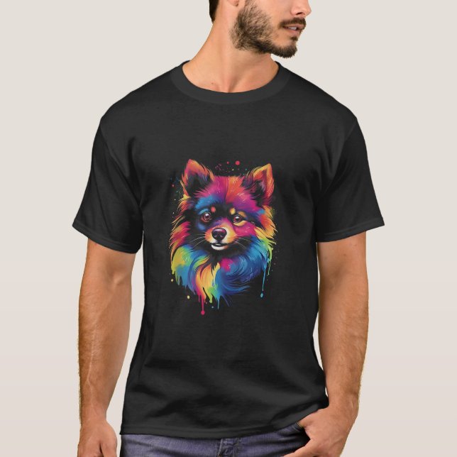 T-shirt Chien de Poméranie Abstrait Portrait Amoureux des  (Devant)