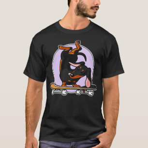 T-shirt Chien de saucisse noir Dachshund Wiener sur planch