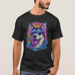 T-shirt Chien de Sibérie drôle drôle portant des lunettes 