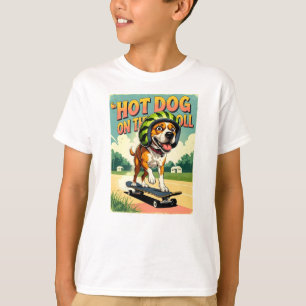 T-shirt Chien de skateboard été drôle rétro plage