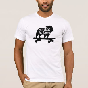 T-shirt Chien de Skateboard Silhouette Bulldog à bord