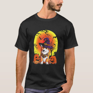 T-shirt Chien de sorcière Corgi mignon Halloween Chien ave