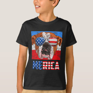 T-shirt Chien de taureau anglais 4 juillet drapeau américa