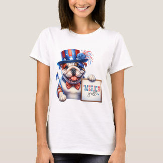 T-shirt Chien de taureau anglais patriotique 'Merica Y'all