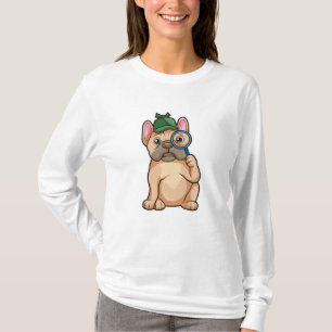 T-shirt Chien de taureau français en détective avec du ver