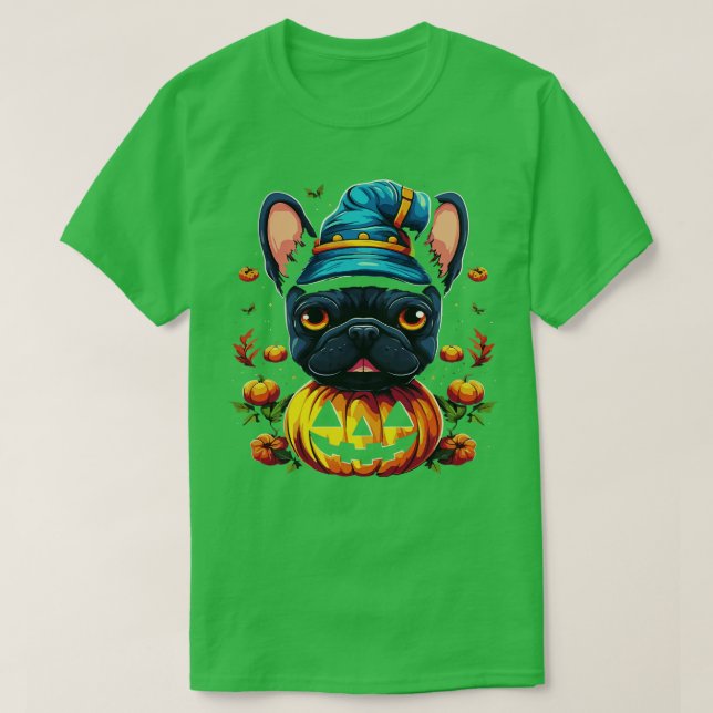 T-shirt Chien de taureau français Halloween (Design devant)