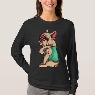 T-shirt Chien de taureau français J'aime maman tatouage