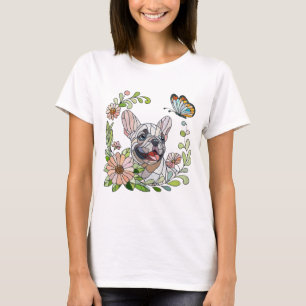 T-shirt Chien de taureau français mignon - mosaïque pastel