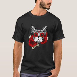 T-shirt Chien de taureau mexicain crâne de sucre Halloween