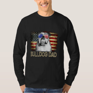 T-shirt Chien de taureaux anglais Papa Drapeau américain 4