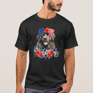 T-shirt Chien de Terre-Neuve Drapeau américain Bandana 4 j