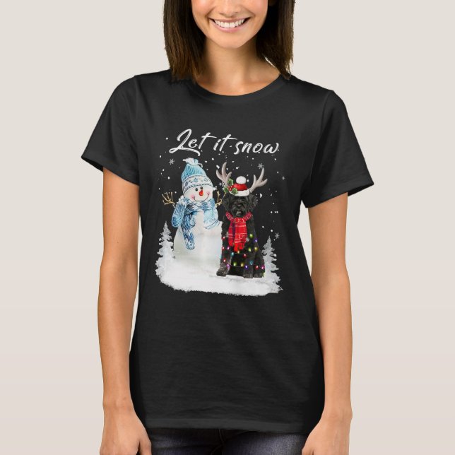 T-shirt Chien d'eau portugais Père Noël Chien Noël Snowman (Devant)