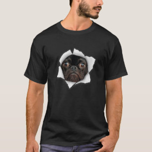 T-shirt Chien déchiré Chien noir Chien de taureau sortant 