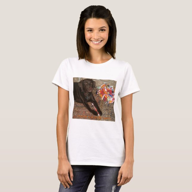 T-shirt Chien d'Halloween avec des femmes douces dent (Devant entier)