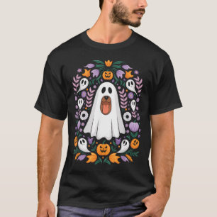 T-shirt Chien d'Halloween en costume de fantôme mignon drô