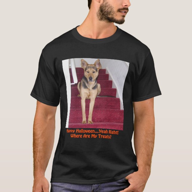 T-shirt Chien d'Halloween et aucun traitement (Devant)