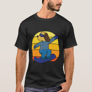 T-shirt Chien D'Hiver Sur Snowboard Snowboard Pour Hommes 