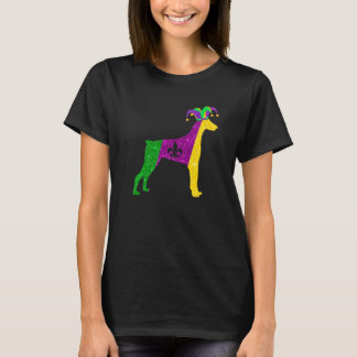T-shirt Chien Doberman drôle Masque de fête Mardi Gras Per