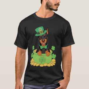 T-shirt Chien Doberman St. Patrick Jour de trèfle irlandai