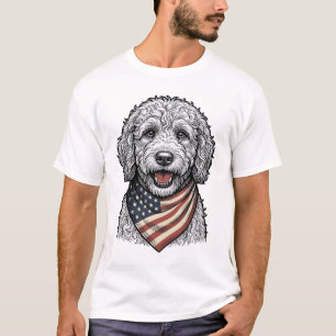 T-shirt Chien doodle patriotique Gravure vintage vecteur D