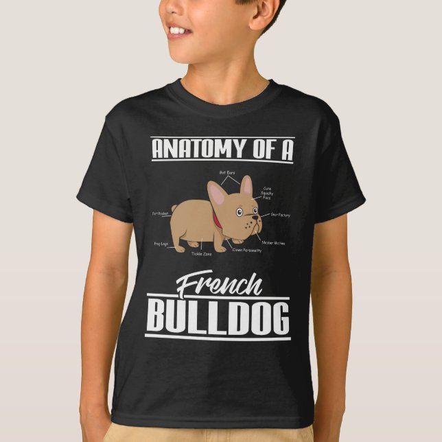 T-shirt Chien drôle d'anatomie de bouledogue français (Devant)