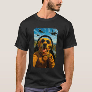 T-shirt Chien drôle de pilote de chasse Retriever doré Sel