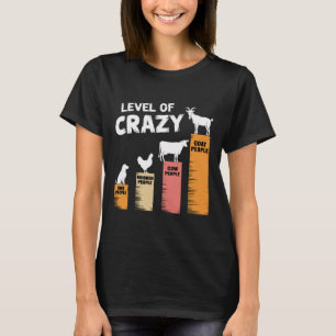 T-shirt Chien Drôle, Poulet, Vache Et Chèvre Niveau De Fou