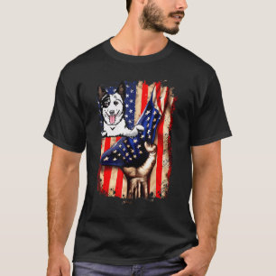 T-shirt Chien du drapeau américain de bétail australien pa