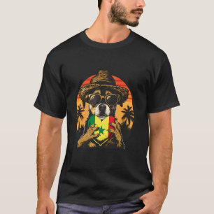 T-shirt Chien du Sénégal Drapeau sénégalais Coucher de sol