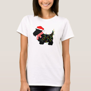T-shirt Chien écossais de Noël avec lumières