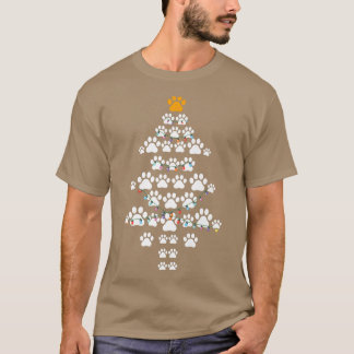 T-shirt Chien Empreinte de patte Noël Arbre Cool Noël Cost