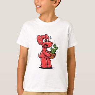 T-shirt Chien en Ballon Drôle Tenant un Cactus pour Enfant