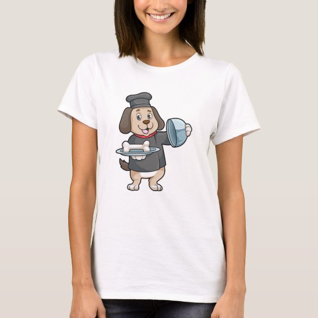 T-shirt Chien en chef avec Plateau et os (Devant)