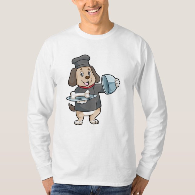 T-shirt Chien en chef avec Plateau et os (Devant)