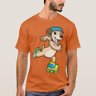 T-shirt Chien en patineur sur roulettes avec patins en lig