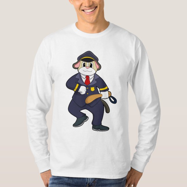 T-shirt Chien en policier avec uniforme de police (Devant)