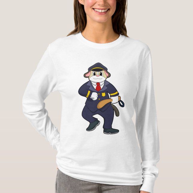 T-shirt Chien en policier avec uniforme de police (Devant)