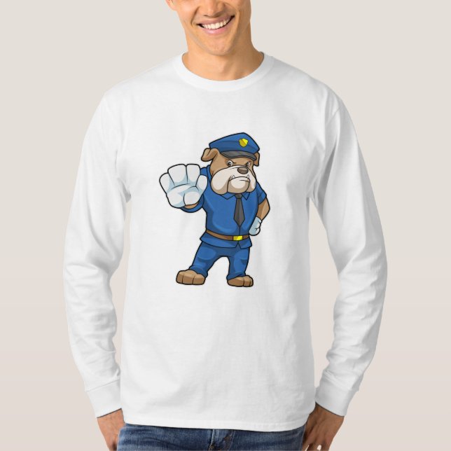 T-shirt Chien en policier avec uniforme de police (Devant)