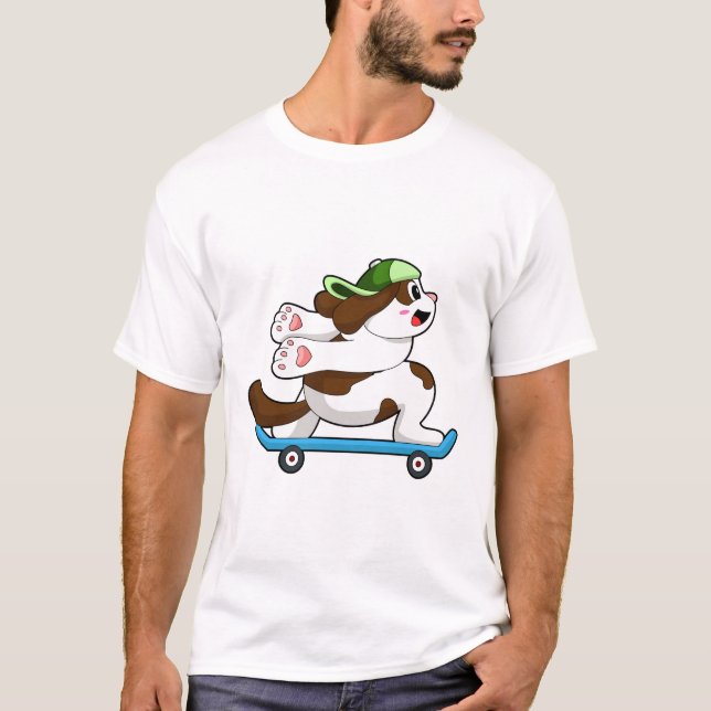 T-shirt Chien en Skate avec Skateboard (Devant)