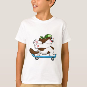 T-shirt Chien en Skate avec Skateboard