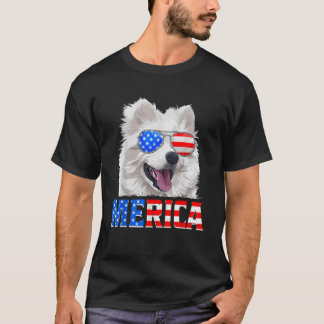 T-shirt Chien esquimau américain Merica Drapeau américain