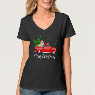 T-shirt Chien Esquimau Américain Riding Camion Rouge Noël